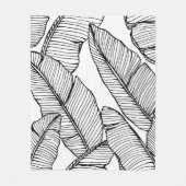 Naadloze bananenbladpatroon achtergrond. Zwart en Fleece Deken (Voorkant)