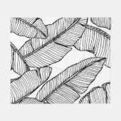 Naadloze bananenbladpatroon achtergrond. Zwart en Fleece Deken (Voorkant (Horizontaal))
