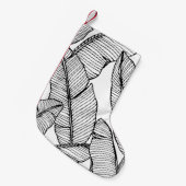 Naadloze bananenbladpatroon achtergrond. Zwart en Kleine Kerstsok (Voorkant (Hangend))