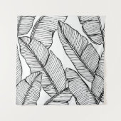 Naadloze bananenbladpatroon achtergrond. Zwart en Wandkleed (Voorkant)