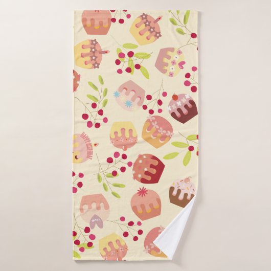 naadloze bekertaart illustratie badhanddoek (Badhanddoek)