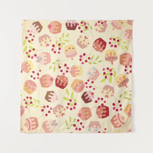 naadloze bekertaart illustratie wandkleed (Voorkant (horizontaal))