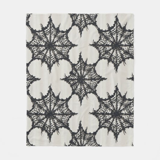 Naadloze Black Lace Spider Web Pattern op wit - Fleece Deken (Voorkant)