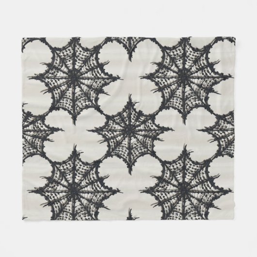 Naadloze Black Lace Spider Web Pattern op wit - Fleece Deken (Voorkant (Horizontaal))