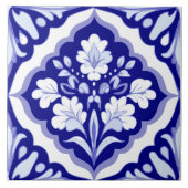 Naadloze Blauw en Wit Portugese Azulejos Bloemen Tegeltje (Voorkant)