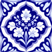 Naadloze Blauw en Wit Portugese Azulejos Bloemen Tegeltje