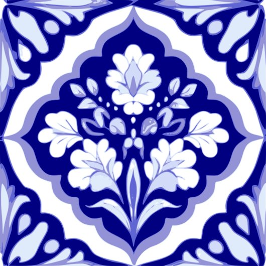 Naadloze Blauw en Wit Portugese Azulejos Bloemen Tegeltje