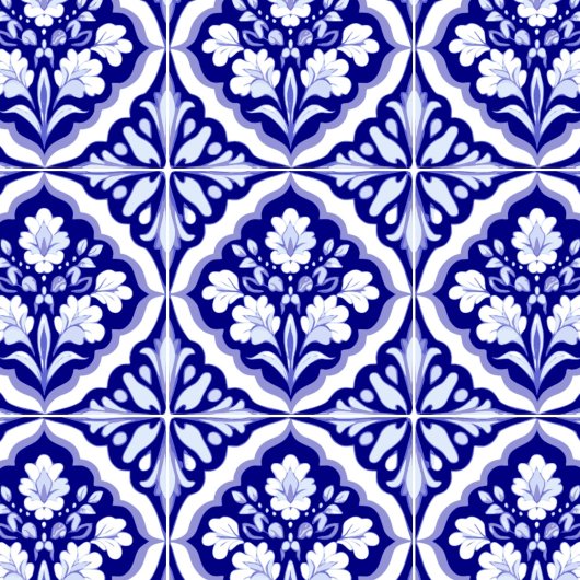 Naadloze Blauw en Wit Portugese Azulejos Bloemen Tegeltje