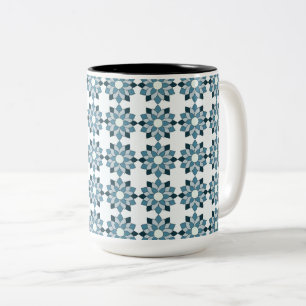Naadloze Blauwe Azulejos Bloem Tweekleurige Koffiemok