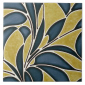 Naadloze blauwe en gele organische patronen tegeltje (Voorkant)