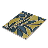 Naadloze blauwe en gele organische patronen tegeltje (Zijkant)