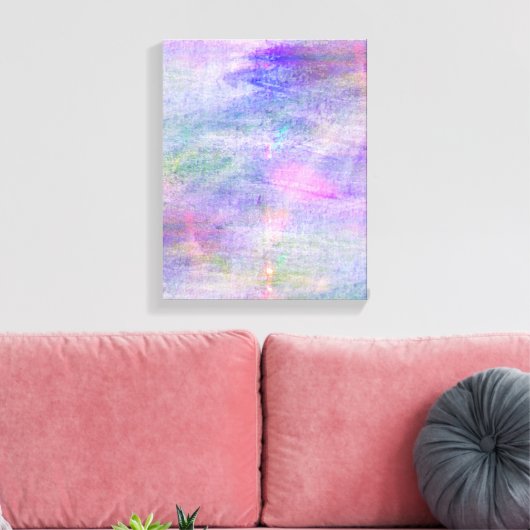 naadloze blauwe, roze achtergrondgele waterverf canvas afdruk (Insitu (Woonkamer))