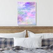 naadloze blauwe, roze achtergrondgele waterverf canvas afdruk (Insitu (Slaapkamer))