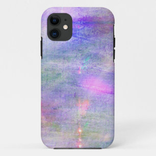 naadloze blauwe, roze achtergrondgele waterverf iPhone 11 hoesje