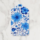 Naadloze Bloei: Diagonale Dans van Blauw & Wit Cadeaulabels (Achterkant)