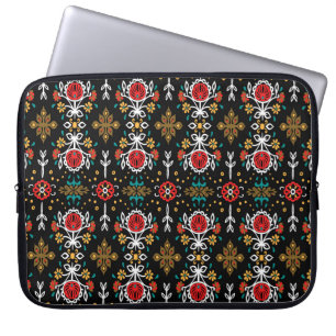 Naadloze bloem folk kleurrijke bloemen en bloemen laptop sleeve