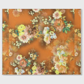naadloze bloem op de oranje achtergrond cadeaupapier (Vlak)