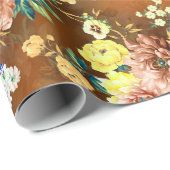 naadloze bloem op de oranje achtergrond cadeaupapier (Rol Hoek)