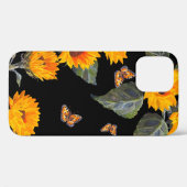 Naadloze bloem zonnebloemen op zwarte achtergrond Case-Mate iPhone case (Achterkant (horizontaal))