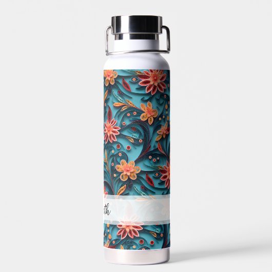 Naadloze bloemdocument patroon Naam Waterfles (Achterkant)