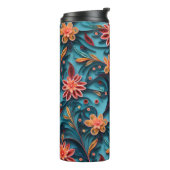 Naadloze bloemdocument patroon Thermische Tumbler Thermosbeker (Gedraaid links)