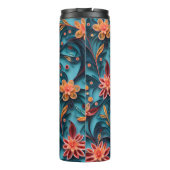 Naadloze bloemdocument patroon Thermische Tumbler Thermosbeker (Achterkant)
