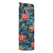 Naadloze bloemdocument patroon Thermische Tumbler Thermosbeker (Geroteerd rechts)