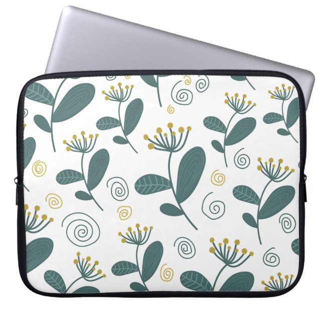 Naadloze bloemen achtergrond in Scandinavische sti Laptop Sleeve (Voorkant)