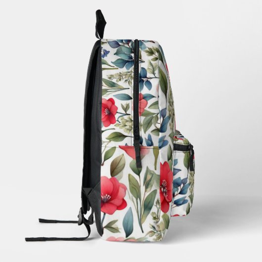 Naadloze bloemen en bomen patroon bedrukte rugzak (Links)
