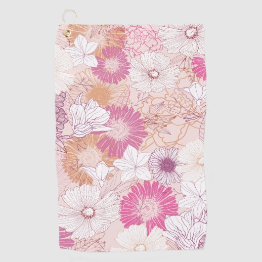 Naadloze bloemen golfhanddoek (Voorkant)