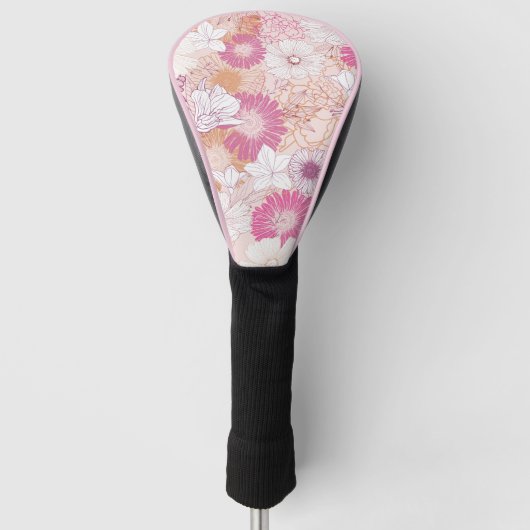 Naadloze bloemen golfheadcover (Voorkant)