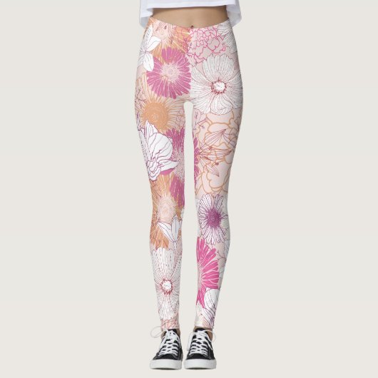 Naadloze bloemen leggings (Voorkant)