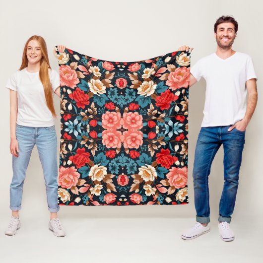 Naadloze Bloemen Patroon Elegant en Tijdloos Ontwe Fleece Deken (In situ)