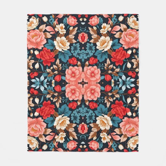 Naadloze Bloemen Patroon Elegant en Tijdloos Ontwe Fleece Deken (Voorkant)