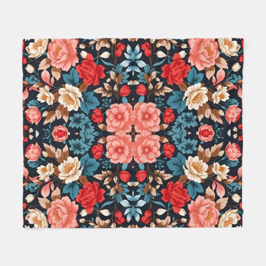 Naadloze Bloemen Patroon Elegant en Tijdloos Ontwe Fleece Deken (Voorkant (Horizontaal))