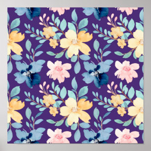 Naadloze bloemen poster