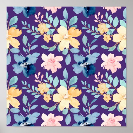 Naadloze bloemen poster (Voorkant)