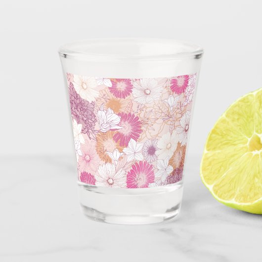 Naadloze bloemen shot glas (Voorkant)