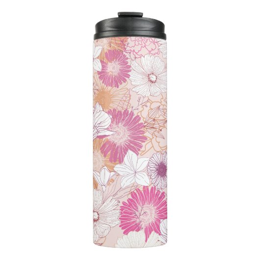 Naadloze bloemen thermosbeker (Voorkant)