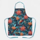 Naadloze bloemenpapierpatroon All-Over Print Schor Schort (Voorkant)