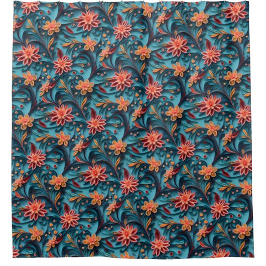 Naadloze bloemenpapierpatroon Showgordijn Douchegordijn (Voorkant)