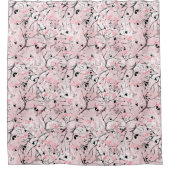 Naadloze bloesbloemen bladeren vertakt douchegordijn (Voorkant)