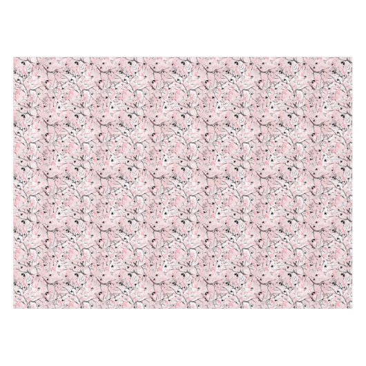 Naadloze bloesbloemen bladeren vertakt tafelkleed (Voorkant (Horizontaal))