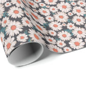 Naadloze bloesem Daisy Flower Pattern Cadeaupapier (Rol Hoek)