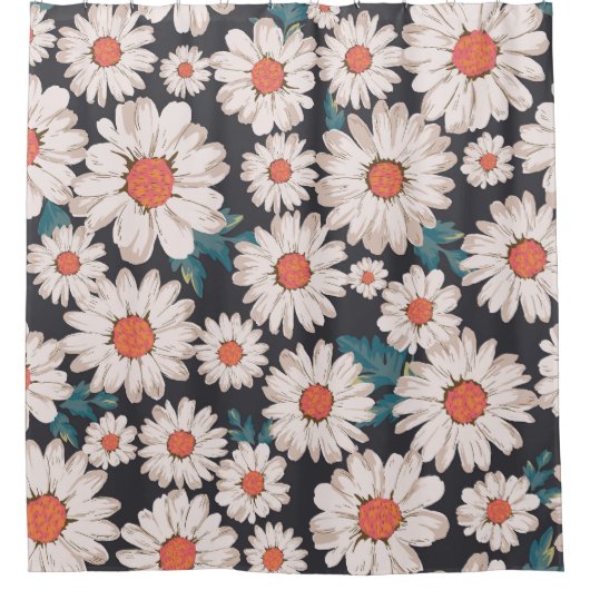 Naadloze bloesem Daisy Flower Pattern Douchegordijn (Voorkant)