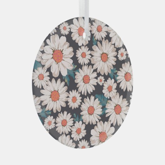 Naadloze bloesem Daisy Flower Pattern Glas Ornament (Voorkant Rechts)