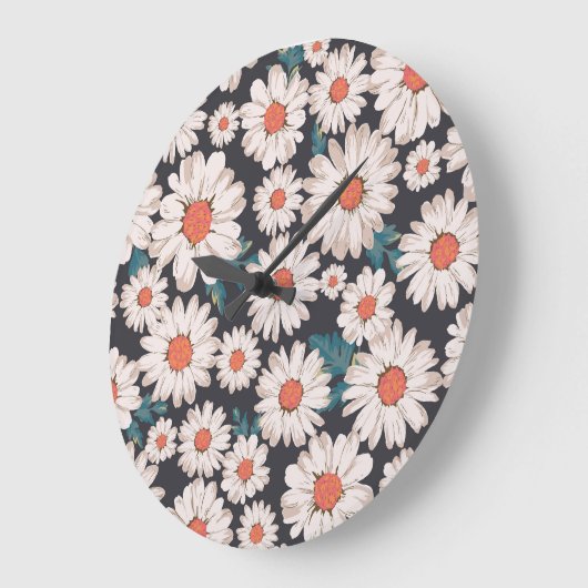 Naadloze bloesem Daisy Flower Pattern Grote Klok (Hoek)