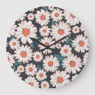 Naadloze bloesem Daisy Flower Pattern Grote Klok