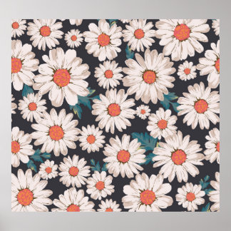 Naadloze bloesem Daisy Flower Pattern Poster