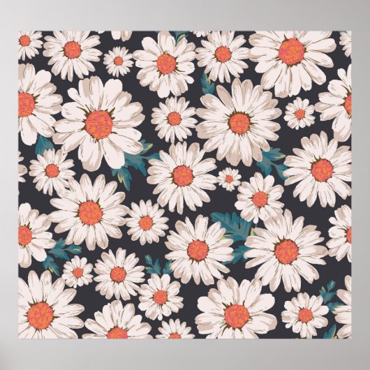 Naadloze bloesem Daisy Flower Pattern Poster (Voorkant)